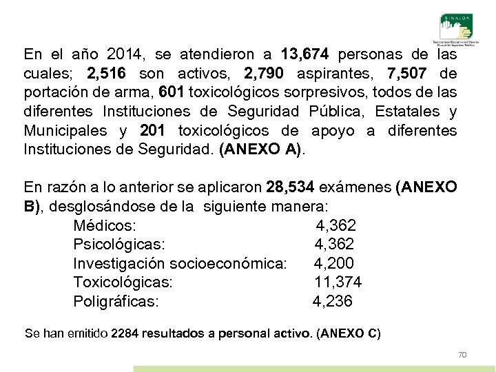 En el año 2014, se atendieron a 13, 674 personas de las cuales; 2,
