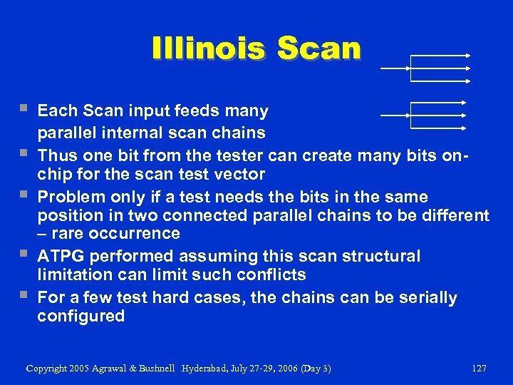 Illinois Scan § § § Each Scan input feeds many parallel internal scan chains