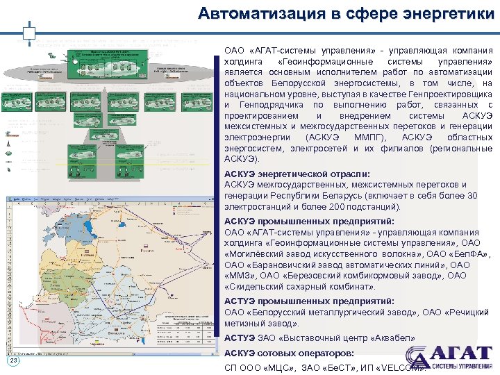 Автоматизация в сфере энергетики ОАО «АГАТ-системы управления» - управляющая компания холдинга «Геоинформационные системы управления»