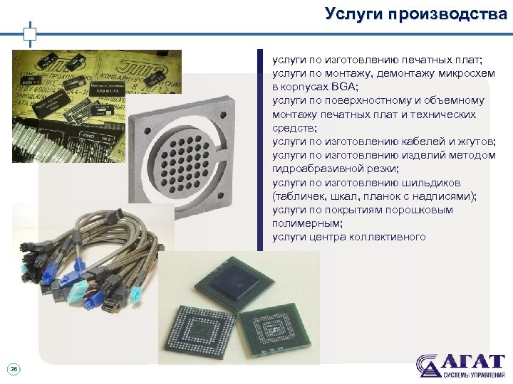 Услуги производства услуги по изготовлению печатных плат; услуги по монтажу, демонтажу микросхем в корпусах