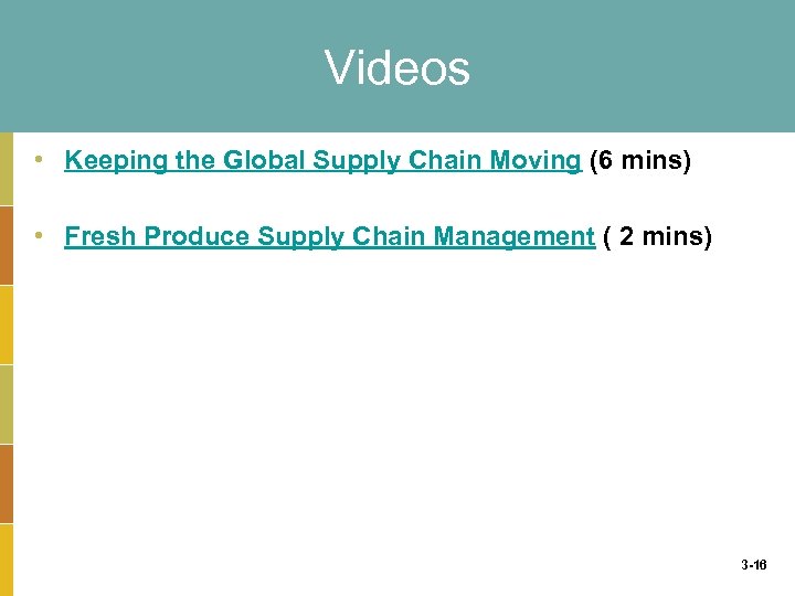 Videos • Keeping the Global Supply Chain Moving (6 mins) • Fresh Produce Supply