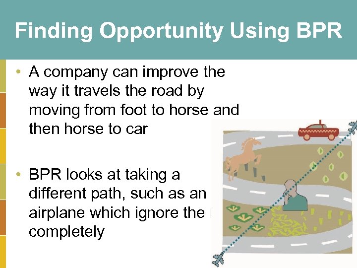 Finding Opportunity Using BPR • A company can improve the way it travels the