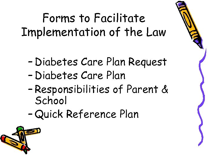 Forms to Facilitate Implementation of the Law – Diabetes Care Plan Request – Diabetes