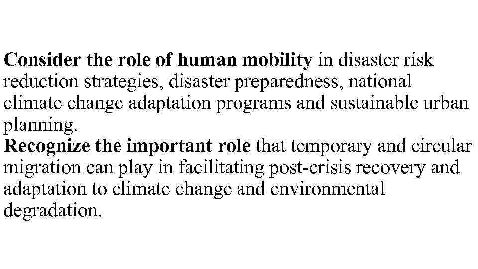 Consider the role of human mobility in disaster risk reduction strategies, disaster preparedness, national