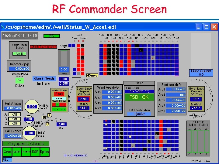 RF Commander Screen Thomas Jefferson National Accelerator Facility Operated by Jefferson Science Associates, LLC