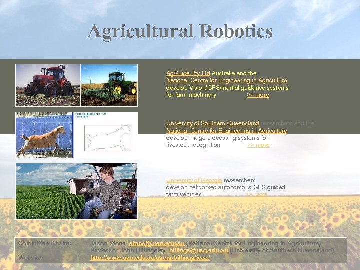Agricultural Robotics Ag. Guide Pty Ltd Australia and the National Centre for Engineering in