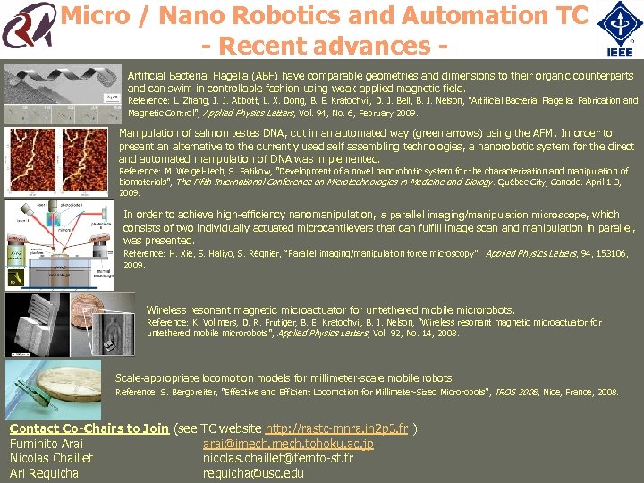Micro / Nano Robotics and Automation TC - Recent advances Artificial Bacterial Flagella (ABF)