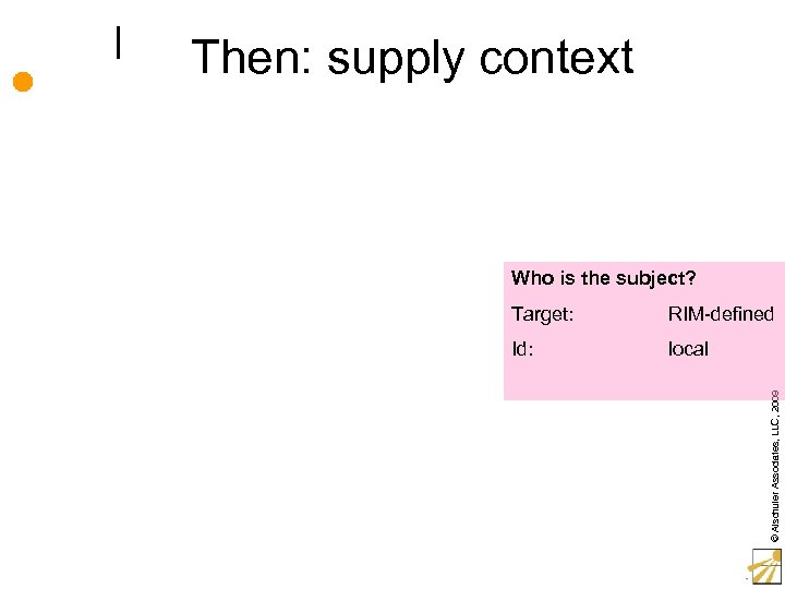 Then: supply context Who is the subject? RIM-defined Id: local © Alschuler Associates, LLC,