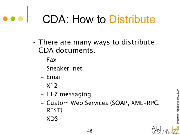 CDA: How to Distribute – – – Fax Sneaker-net Email X 12 HL 7