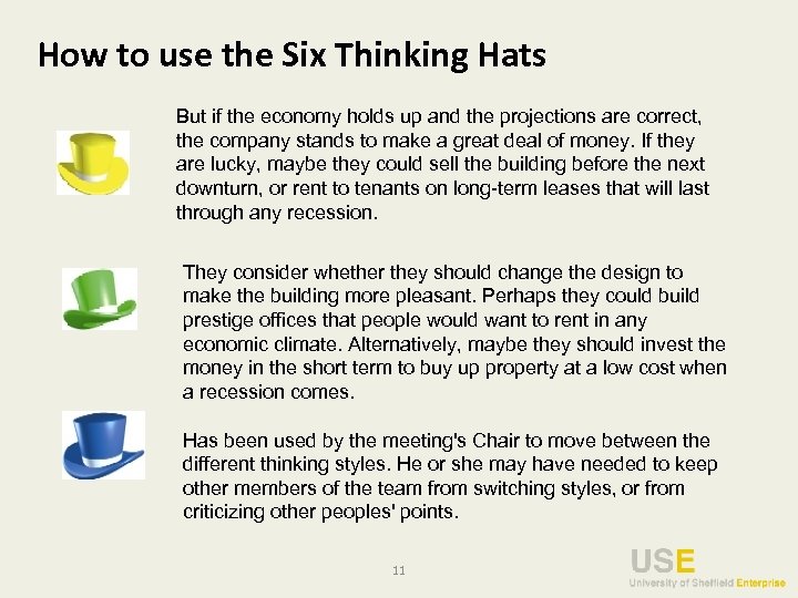 How to use the Six Thinking Hats But if the economy holds up and
