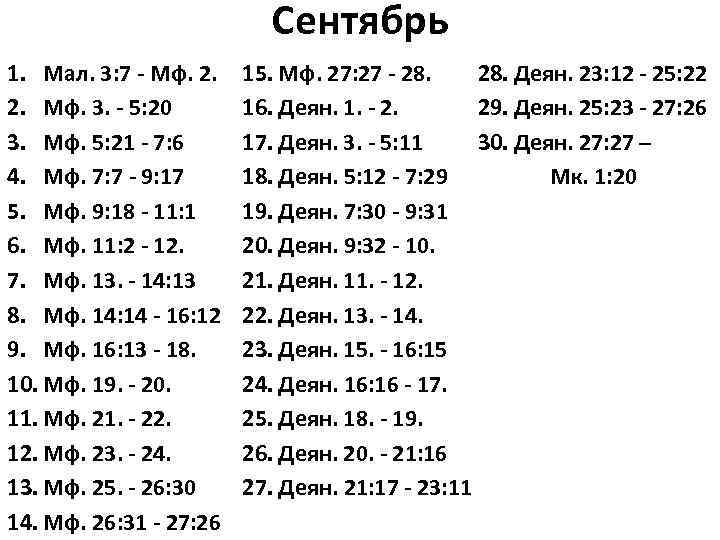 Хронологический план чтения библии