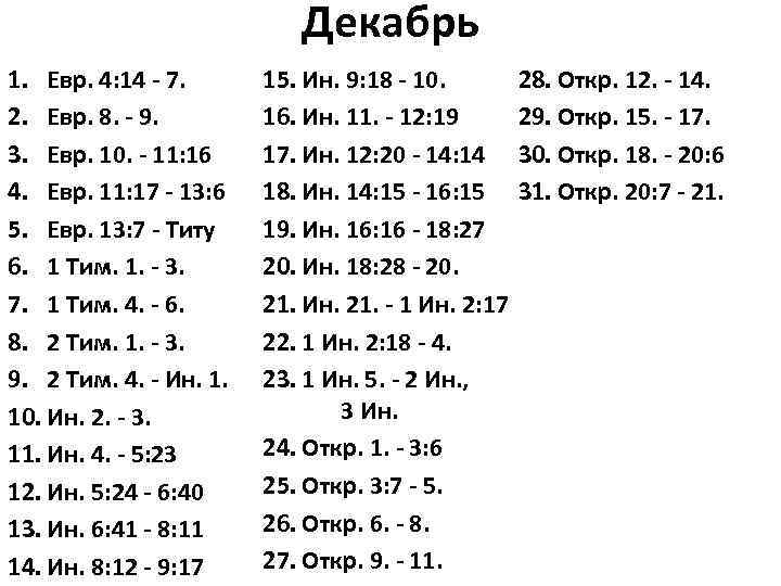 Библия за год план чтения на каждый день 2023