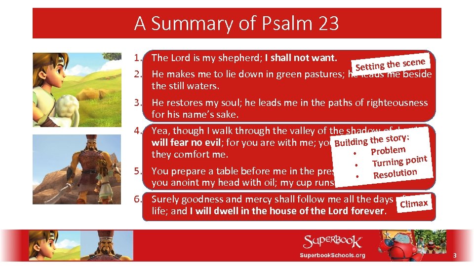 A Summary of Psalm 23 1. The Lord is my shepherd; I shall not
