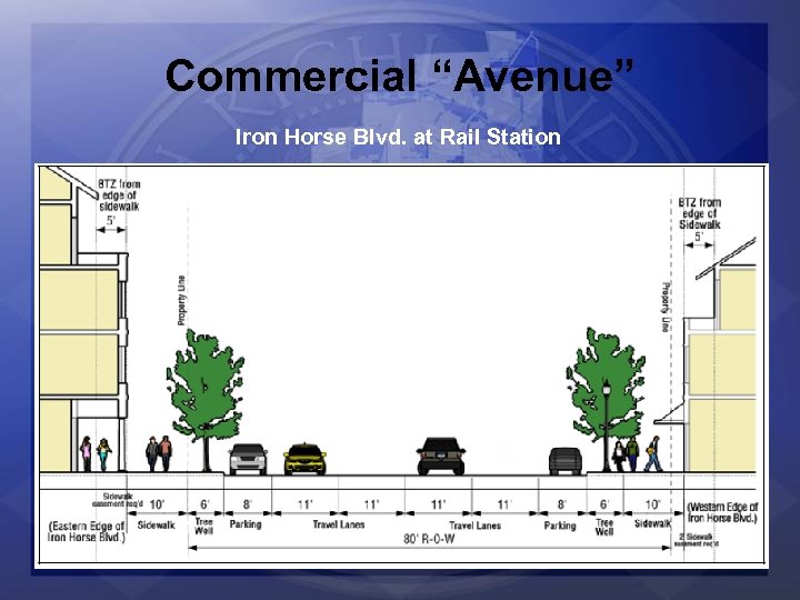 Commercial “Avenue” Iron Horse Blvd. at Rail Station 