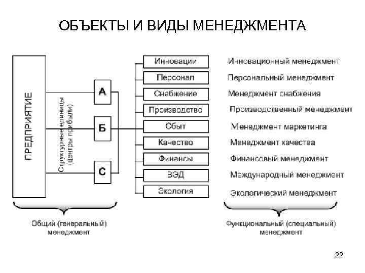 ОБЪЕКТЫ И ВИДЫ МЕНЕДЖМЕНТА 22 