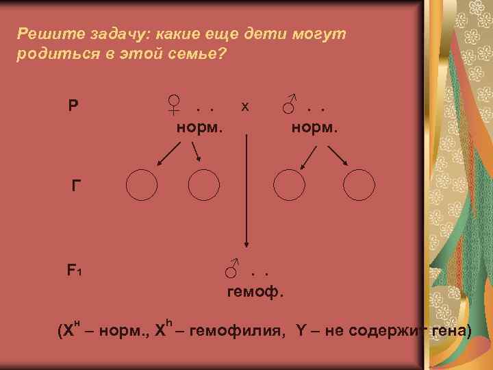 Решите задачу: какие еще дети могут родиться в этой семье? Р ♀ . .