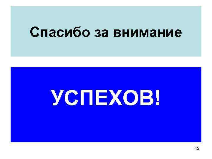 Спасибо за внимание УСПЕХОВ! 43 