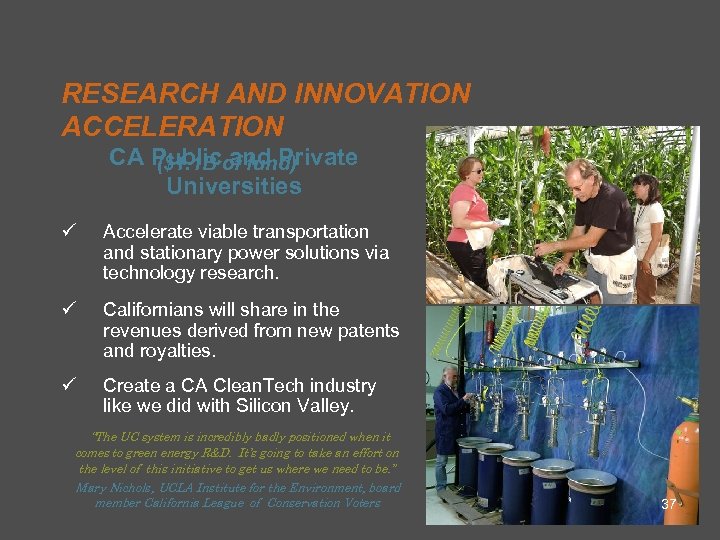 RESEARCH AND INNOVATION ACCELERATION CA Public and Private ($1. 1 B of fund) Universities