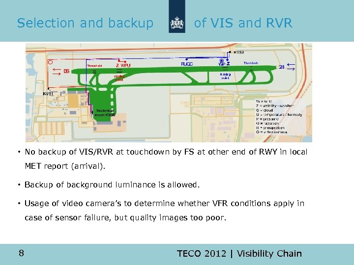 Selection and backup of VIS and RVR • No backup of VIS/RVR at touchdown