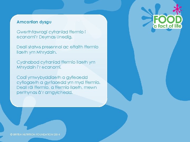 Amcanion dysgu Gwerthfawrogi cyfraniad ffermio i economi’r Deyrnas Unedig. Deall statws presennol ac effaith