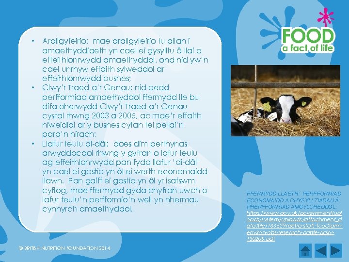  • • • Arallgyfeirio: mae arallgyfeirio tu allan i amaethyddiaeth yn cael ei