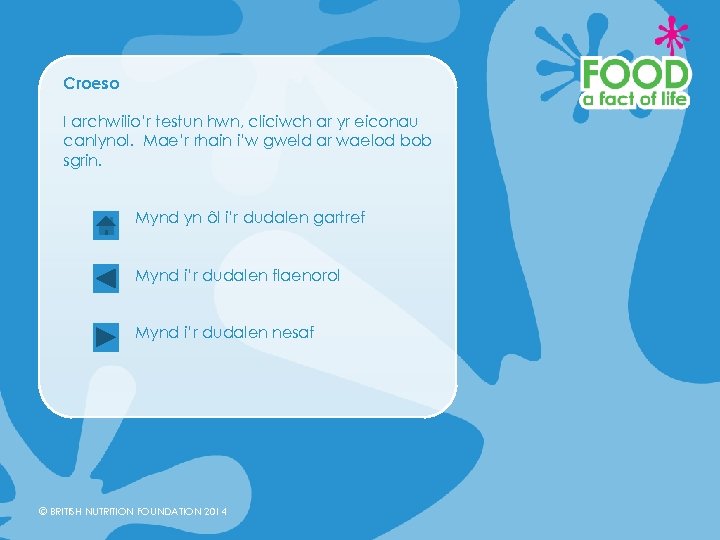 Croeso I archwilio’r testun hwn, cliciwch ar yr eiconau canlynol. Mae’r rhain i’w gweld