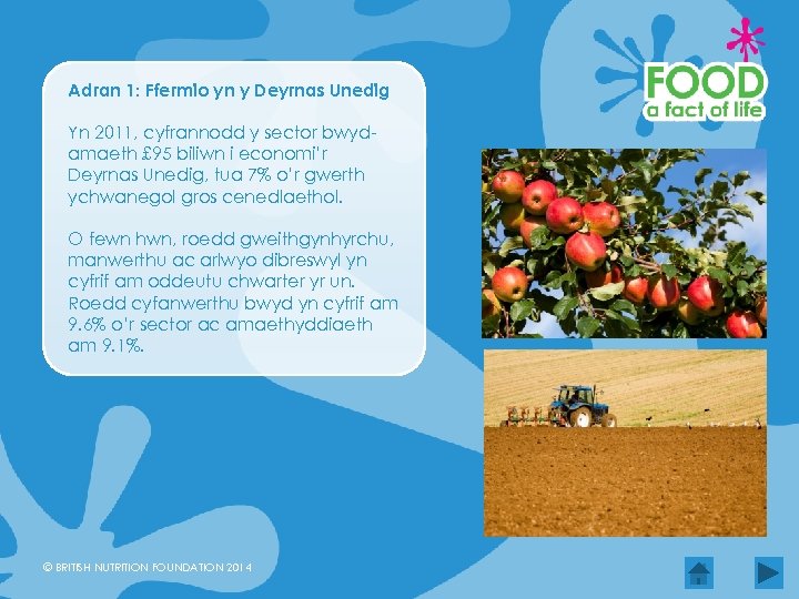 Adran 1: Ffermio yn y Deyrnas Unedig Yn 2011, cyfrannodd y sector bwydamaeth £