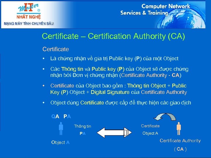 Certificate – Certification Authority (CA) Certificate • Là chứng nhận về gía trị Public