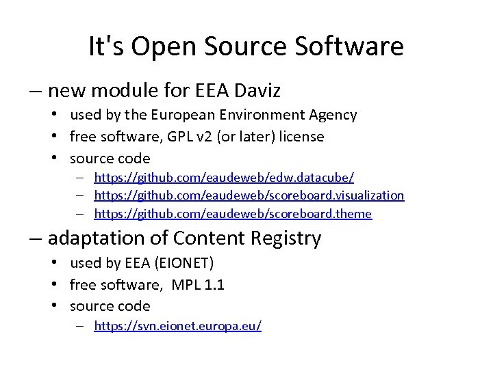 It's Open Source Software – new module for EEA Daviz • used by the