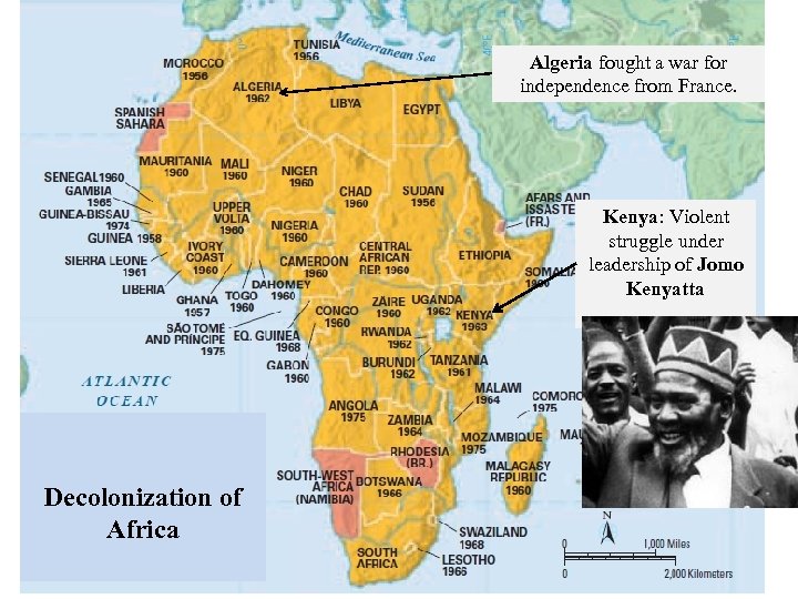 Algeria fought a war for independence from France. Kenya: Violent struggle under leadership of