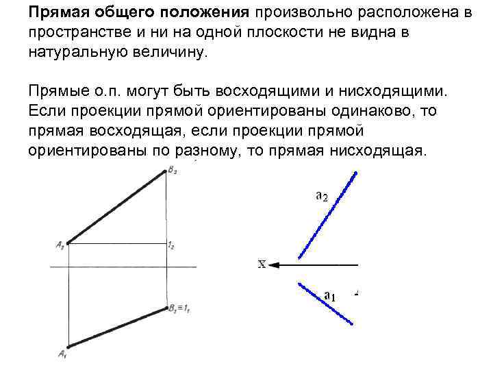 Прямые общего положения показаны на рисунках