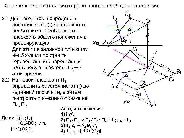 Расстояние от точки до плоскости альфа. Плоскость общего положения в проецирующую плоскость. Определить расстояние от точки а до плоскости общего положения. Определение расстояния от точки до плоскости общего положения. Точка общего положения.