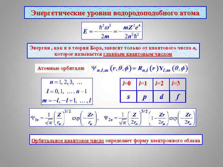 Величина атома. Уровни электрона в водородоподобном атоме. Водородоподобные атомы энергетические уровни. Разность энергий атомных уровней. Уровни энергии водородоподобного атома.