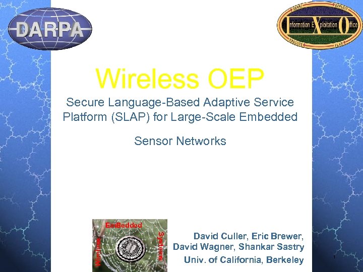 Wireless OEP Secure Language-Based Adaptive Service Platform (SLAP) for Large-Scale Embedded Sensor Networks Systems