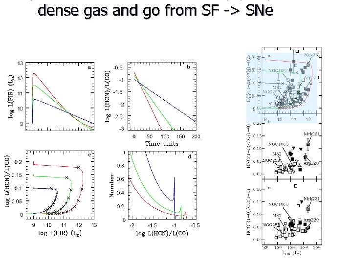 dense gas and go from SF -> SNe 