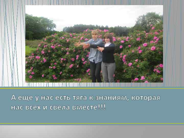 А еще у нас есть тяга к знаниям, которая нас всех и свела вместе!!!