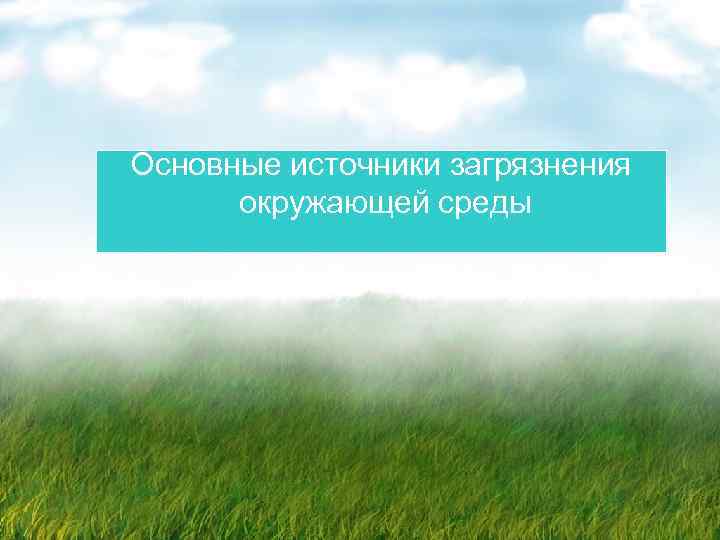 Основные источники загрязнения окружающей среды 
