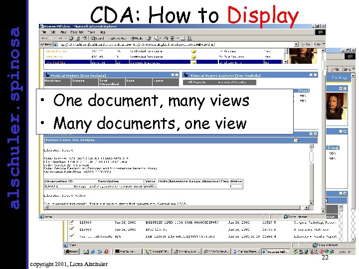 alschuler. spinosa CDA: How to Display • One document, many views • Many documents,