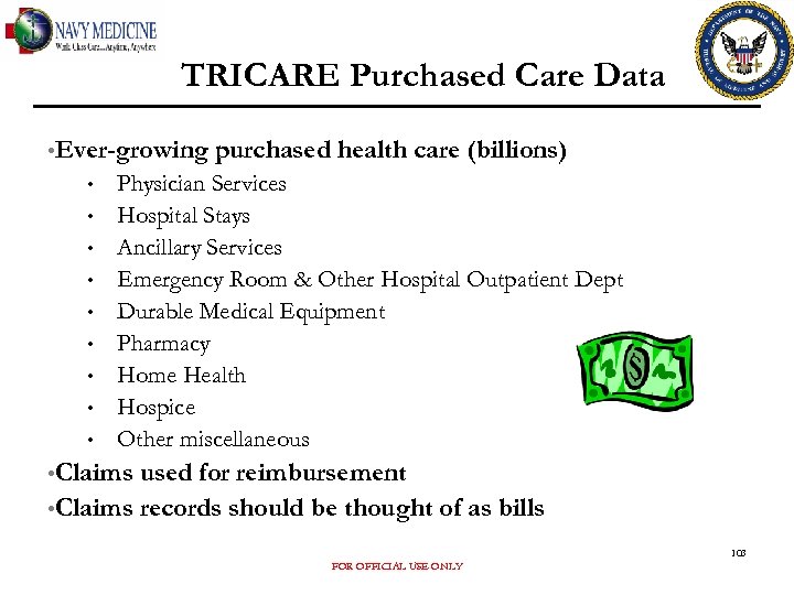TRICARE Purchased Care Data • Ever-growing • • • purchased health care (billions) Physician