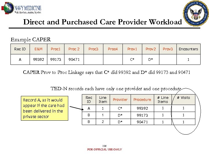 Direct and Purchased Care Provider Workload Example CAPER Rec ID E&M Proc 1 Proc