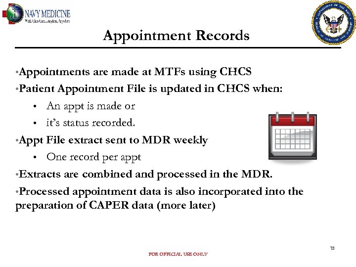 Appointment Records • Appointments are made at MTFs using CHCS • Patient Appointment File