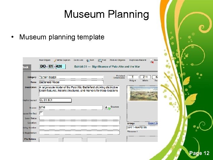 Museum Planning • Museum planning template Free Powerpoint Templates Page 12 