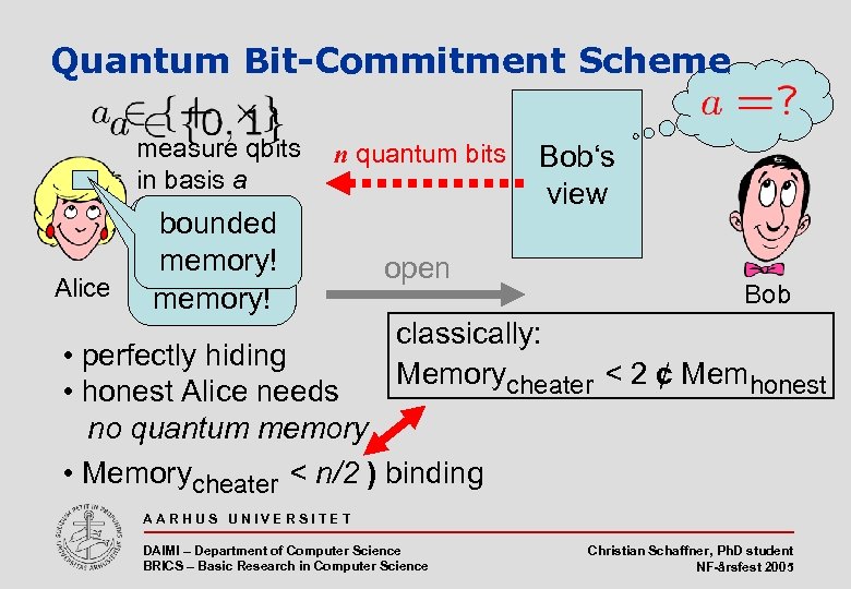 Quantum Bit-Commitment Scheme measure qbits in basis a Alice n quantum bits bounded memory!