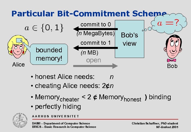 Particular Bit-Commitment Scheme commit to 0 (n Mega. Bytes) commit to 1 Alice bounded