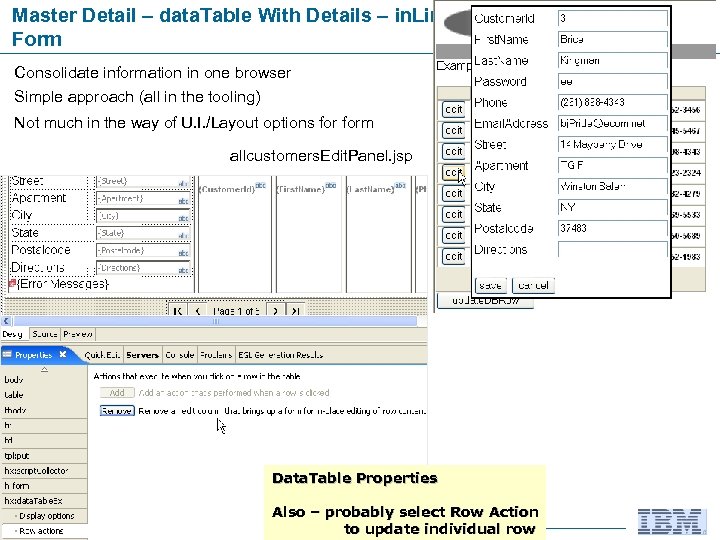 Master Detail – data. Table With Details – in. Line Form Consolidate information in