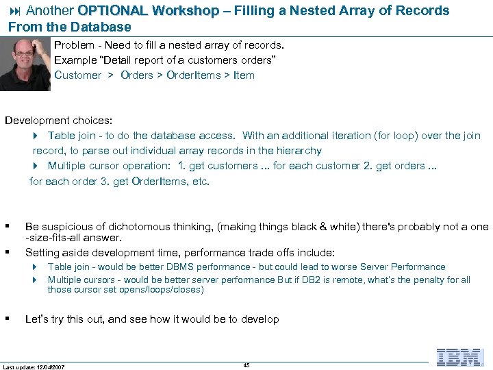  Another OPTIONAL Workshop – Filling a Nested Array of Records From the Database