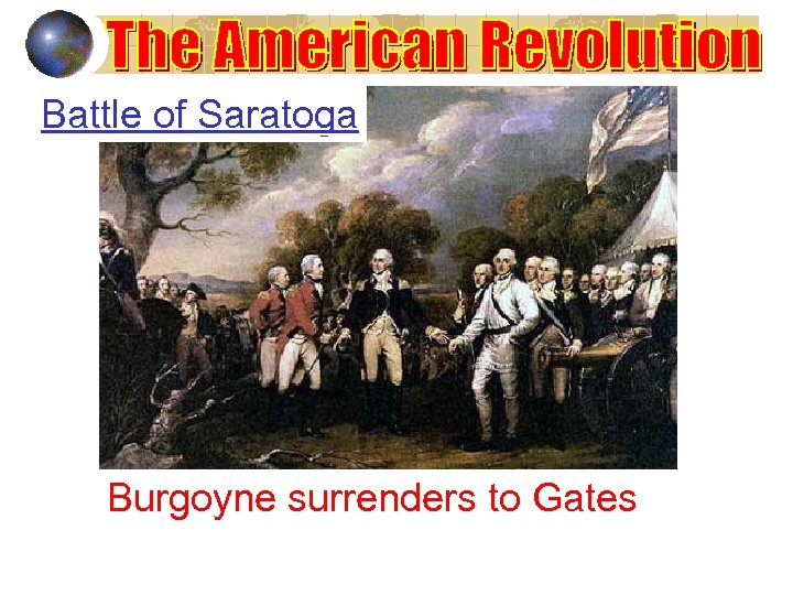 Battle of Saratoga Burgoyne surrenders to Gates 