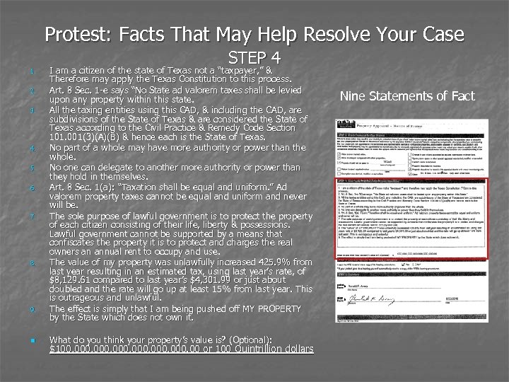 Protest: Facts That May Help Resolve Your Case 1. 2. 3. 4. 5. 6.