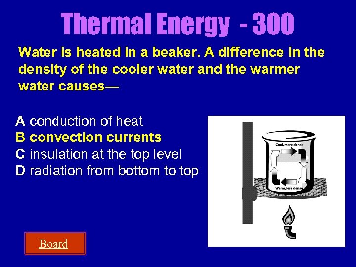 Thermal Energy - 300 Water is heated in a beaker. A difference in the