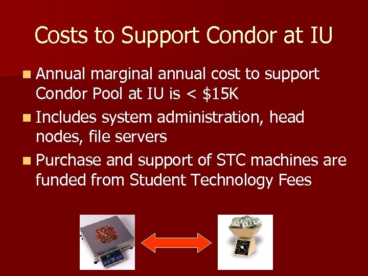 Costs to Support Condor at IU n Annual marginal annual cost to support Condor